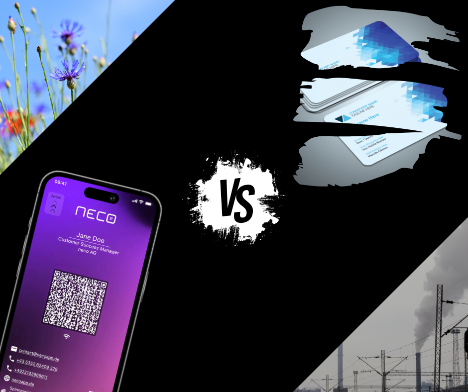 CO2 comparison digital business card and paper business card